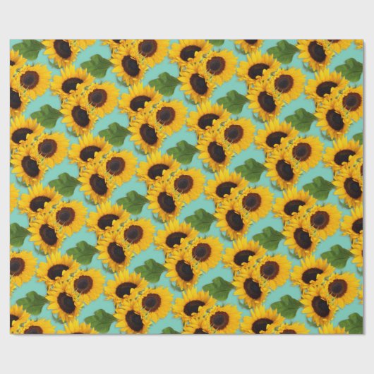 Sunflower Bouquet Khaki Green Gift Wrap Cadeaupapier (Vlak)