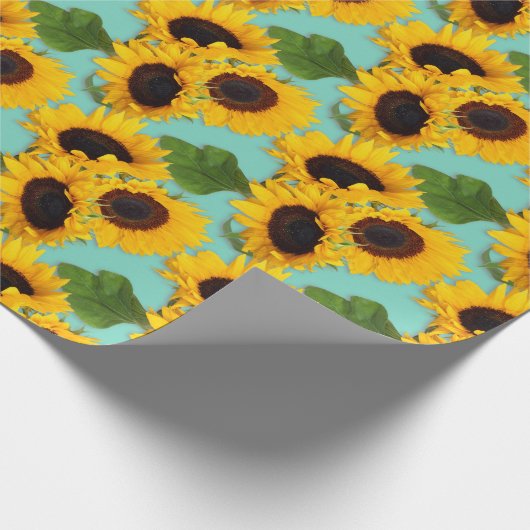 Sunflower Bouquet Khaki Green Gift Wrap Cadeaupapier (Hoek)