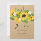 Sunflower Bouquet Kraft Paper Couples Shower Kaart (Voorkant)