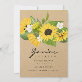 Sunflower Bouquet Kraft Paper Couples Shower Kaart