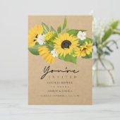 Sunflower Bouquet Kraft Paper Couples Shower Kaart (Staand voorkant)