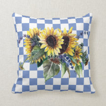 Sunflower Bouquet on Blue Checks