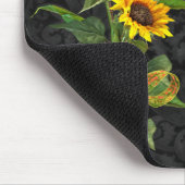 Sunflower Bouquet op Black Damask Muismat (Hoek)