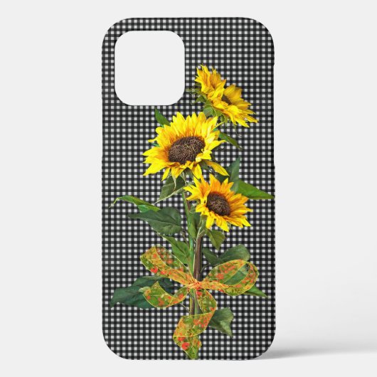 Sunflower Bouquet op Black Gingham Case-Mate iPhone Case (Achterkant)