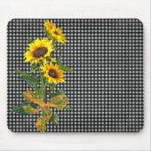Sunflower Bouquet op Black Gingham Muismat (Voorkant)