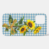 Sunflower Bouquet op Blue Gingham Case-Mate iPhone Case (Achterkant (horizontaal))