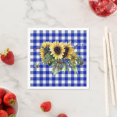Sunflower Bouquet op Blue Gingham Servetten (Insitu)
