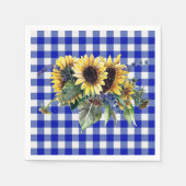 Sunflower Bouquet op Blue Gingham Servetten (Voorkant)
