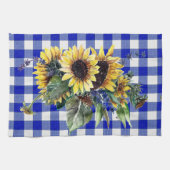 Sunflower Bouquet op Blue Gingham Theedoek (Horizontaal)