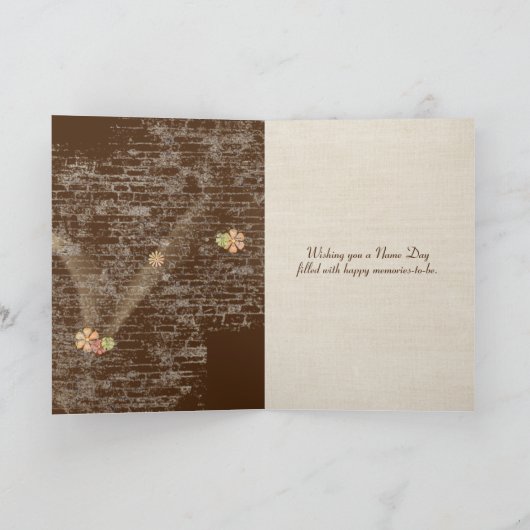 Sunflower Bouquet op Brick Name Day Kaart (Binnen)