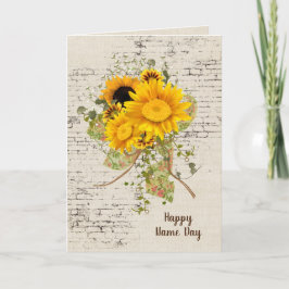 Sunflower Bouquet op Brick Name Day Kaart