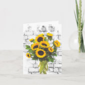 Sunflower Bouquet op Brick Wall Kaart (Voorkant)