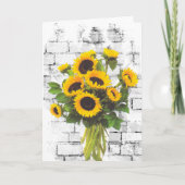 Sunflower Bouquet op Brick Wall Kaart (Voorkant)