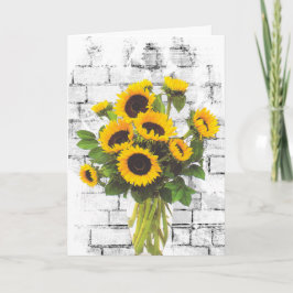 Sunflower Bouquet op Brick Wall Kaart