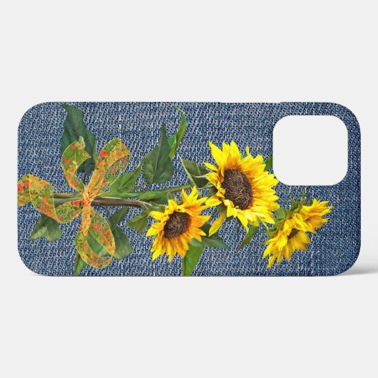 Sunflower Bouquet op Denim Case-Mate iPhone Case (Achterkant (horizontaal))