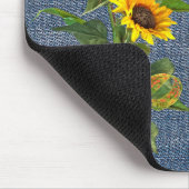 Sunflower Bouquet op Denim Muismat (Hoek)