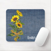 Sunflower Bouquet op Denim Muismat (Met muis)