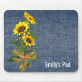 Sunflower Bouquet op Denim Muismat (Voorkant)