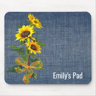 Sunflower Bouquet op Denim Muismat