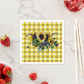 Sunflower Bouquet op Gele Gingham Servetten (Insitu)