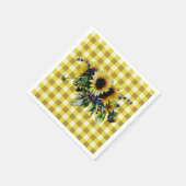Sunflower Bouquet op Gele Gingham Servetten (Hoek)