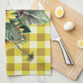 Sunflower Bouquet op Gele Gingham Theedoek (Quarter Fold)