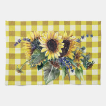 Sunflower Bouquet op Gele Gingham