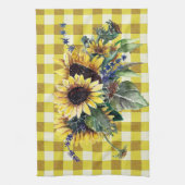 Sunflower Bouquet op Gele Gingham Theedoek (Verticaal)
