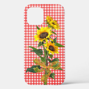 Sunflower Bouquet op Red Gingham Hoesje-Mate iPhon Case-Mate iPhone Case