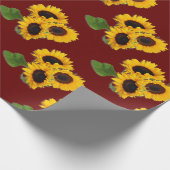 Sunflower Bouquet Pattern Burgundy Gift Wrap Roll Cadeaupapier (Hoek)