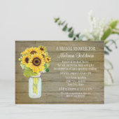 Sunflower Bouquet Rustic Country Mason Jar Bridal Kaart (Staand voorkant)