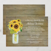 Sunflower Bouquet Rustic Country Mason Jar Bridal Kaart (Voorkant / Achterkant)