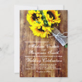 Sunflower Bouquet Rustic Country Wedding Invites Kaart (Voorkant)