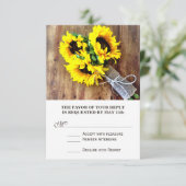 Sunflower Bouquet Rustic Country Wedding RSVP Kaartje (Staand voorkant)