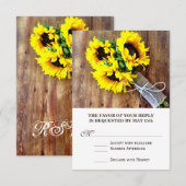 Sunflower Bouquet Rustic Country Wedding RSVP Kaartje (Voorkant / Achterkant)