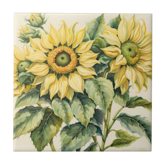 Sunflower Bouquet Tegeltje (Voorkant)