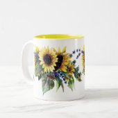 Sunflower Bouquet Tweekleurige Koffiemok (Voorkant links)