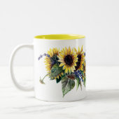Sunflower Bouquet Tweekleurige Koffiemok (Links)