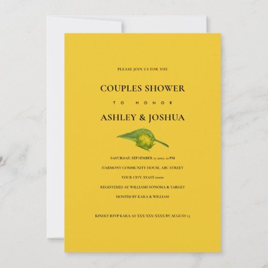 Sunflower Bouquet Wedding Couples Shower Kaart (Achterkant)