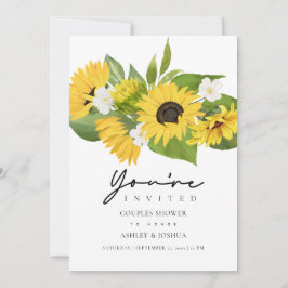 Sunflower Bouquet Wedding White Couples Shower Kaart