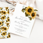 Sunflower Bridal Shower Invitation Kaart<br><div class="desc">Moderne bruiddoucheuitnodiging met waterverf illustratie van gele zonnebloemen met babyadem. Ideaal voor een zomerdouche.</div>