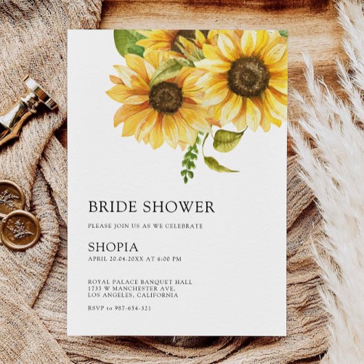 Sunflower Bridal Shower Invitation Kaart