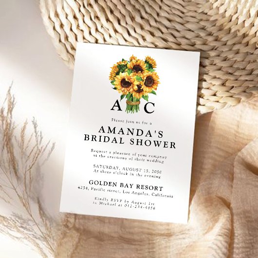 Sunflower Bridal Shower Invitation Kaart