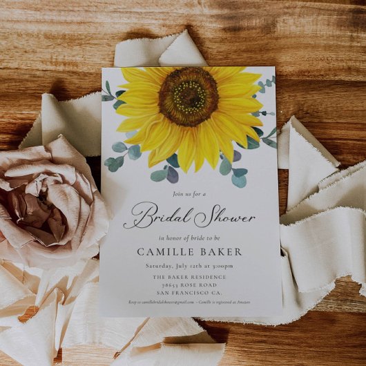 Sunflower Bridal Shower Invitation Kaart