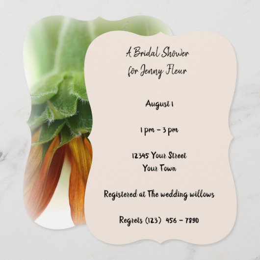 Sunflower Bridal Shower Invitation Kaart (Voorkant / Achterkant)