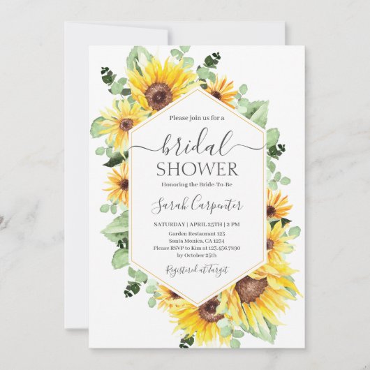 Sunflower Bridal Shower Invitation Kaart (Voorkant)