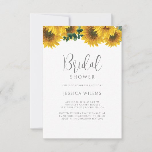 Sunflower Bridal Shower Invitation Kaart (Voorkant)