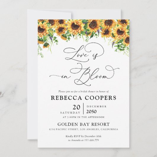 Sunflower Bridal Shower Invitation Kaart (Voorkant)