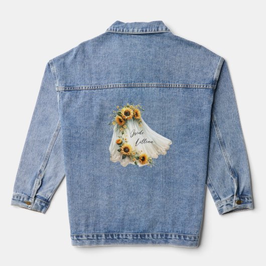 Sunflower Bridal Veil Denim Jas Personalisatie Denim Jacket (Achterkant)