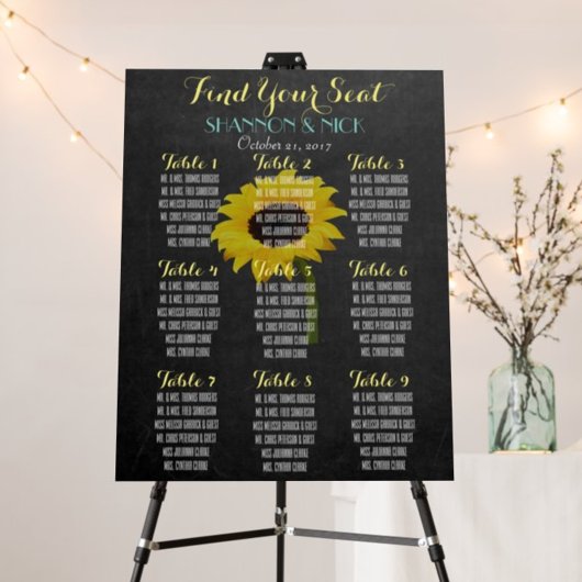 Sunflower Bride 9 Table Autumn Chalkboard Weddensc Poster